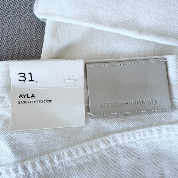 NWT Citizens of Humanity Ayla Baggy Cuffed Wide Leg Jeans Pashmina White 31 - Picture 7 of 11